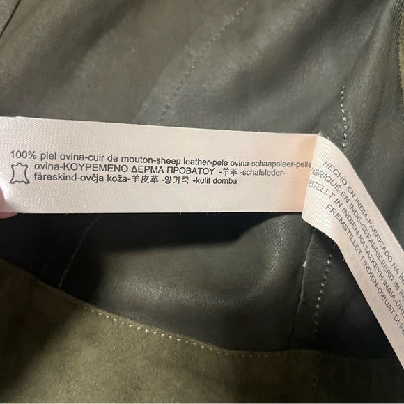 Massimo Dutti Women’s Size Small Olive 100% Sheep Leather Super Soft Suede EUC - Picture 14 of 16